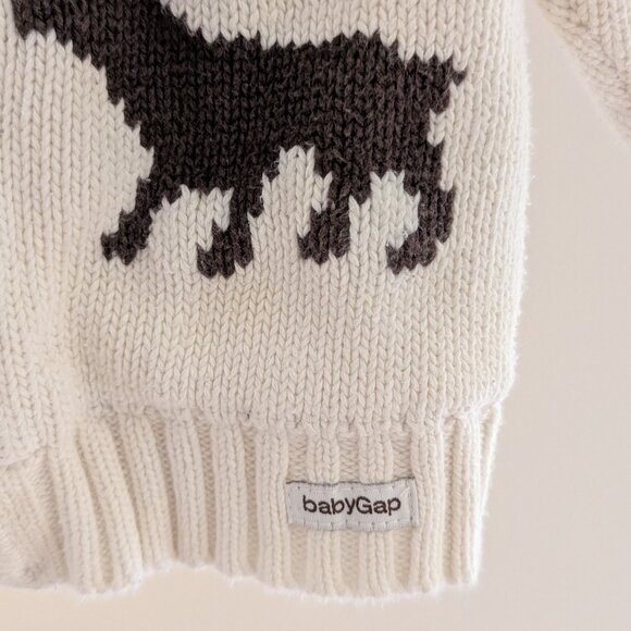 2/$20 💚 babyGap Holiday 2007 Reindeer Fair Isle Zip Sweater | 6-12M - Picture 5 of 7